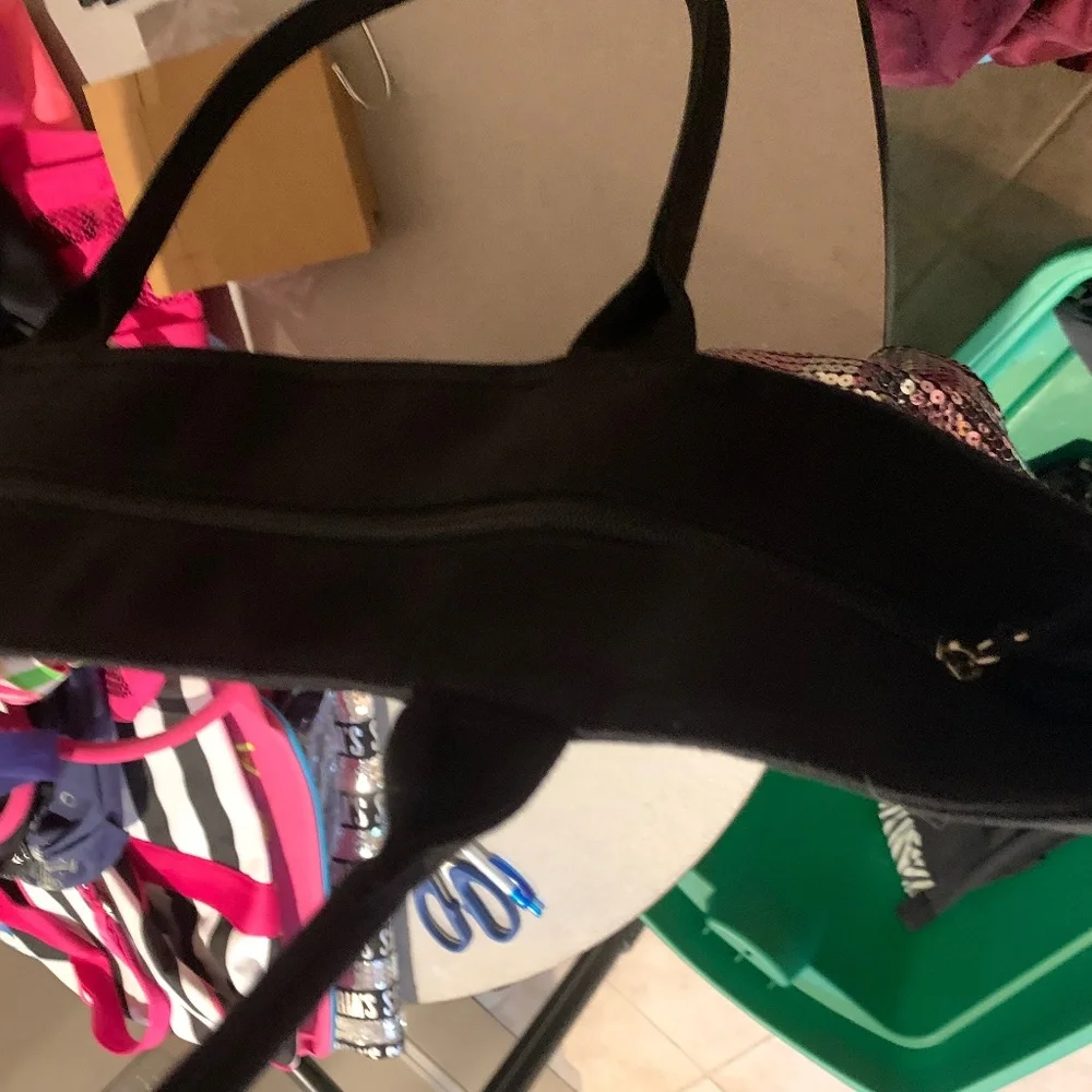 NWT Victoria’s Secret Black/Silver/Pink Sequin Canvas Tote Bag